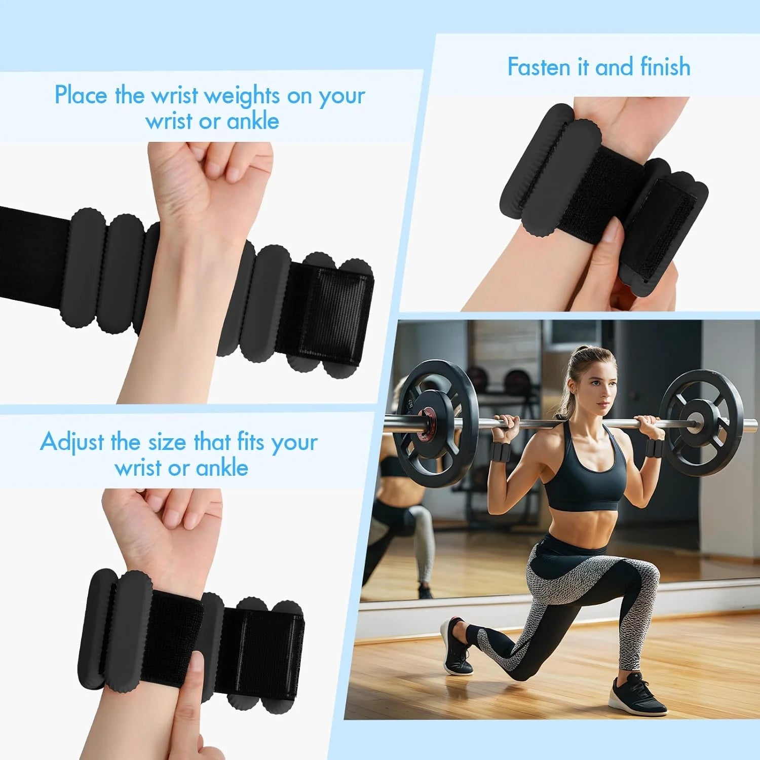 Wrist Weights, Ankle Weights for Women Men, Adjustable Wrist Weighted Bracelet for Home Gym Workout, Running, Yoga, Exercise, Strength Training, Set of 2 (1LB Each)