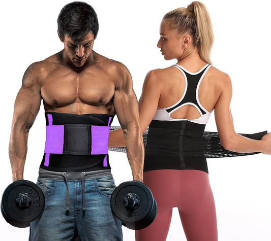 2PCS Waist Trainer for Women Sweat Waist Trainer for Men Black+Purple